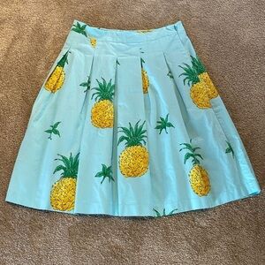 RSVP by Talbots Pineapple Print Pleated Full Skirt Blue Sz 10